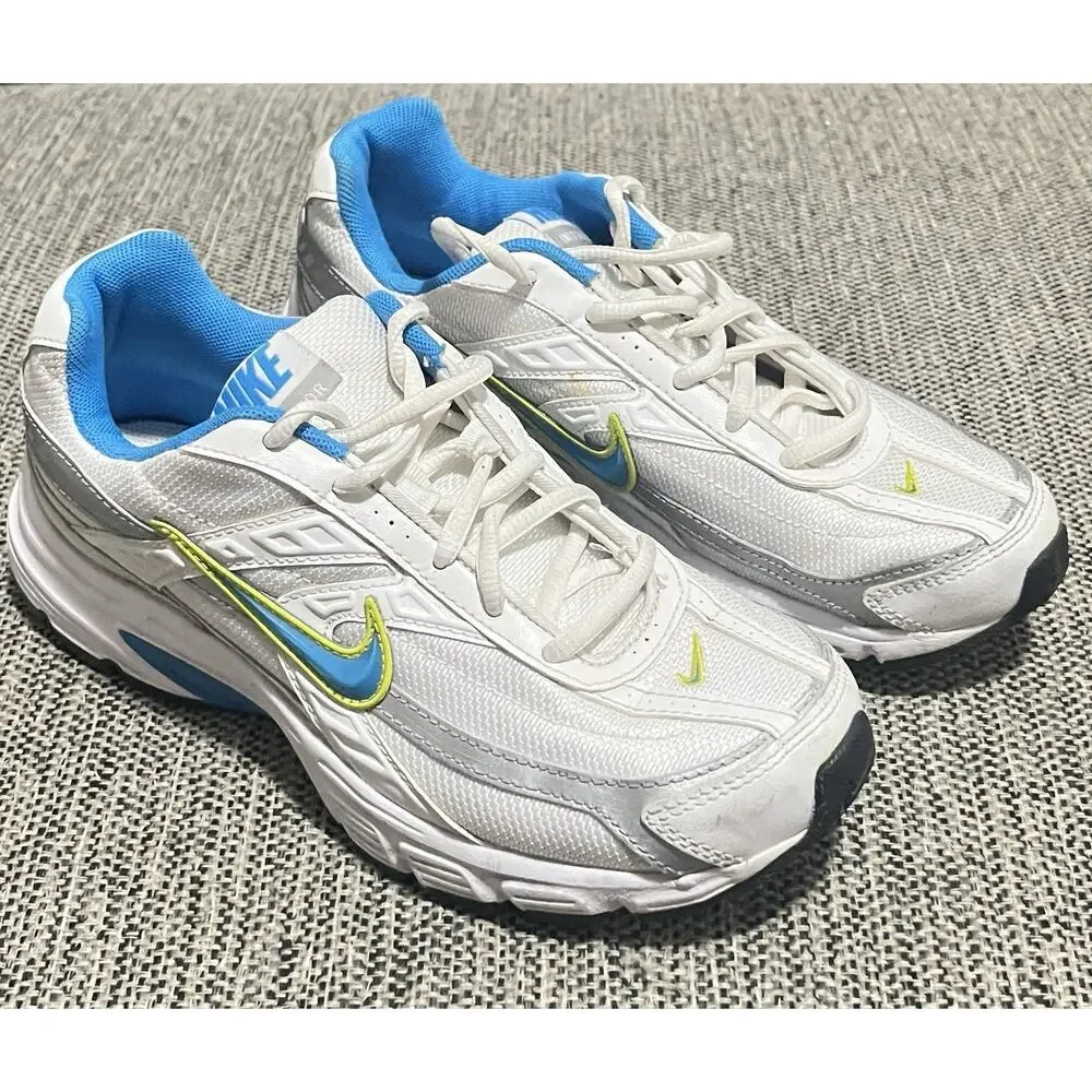 Nike Youth Unisex Running Shoes 394053-140 White Blue Green Size 6.5